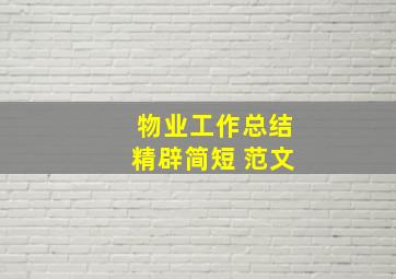 物业工作总结精辟简短 范文